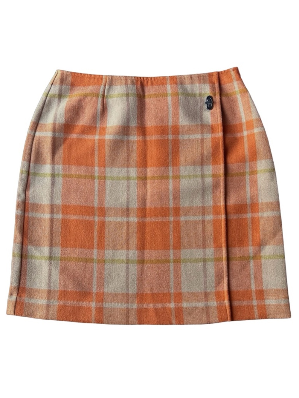 Aline Womens Orange Plaid A-Line Wrap Skirt Size 6P Petite Autumn Fall